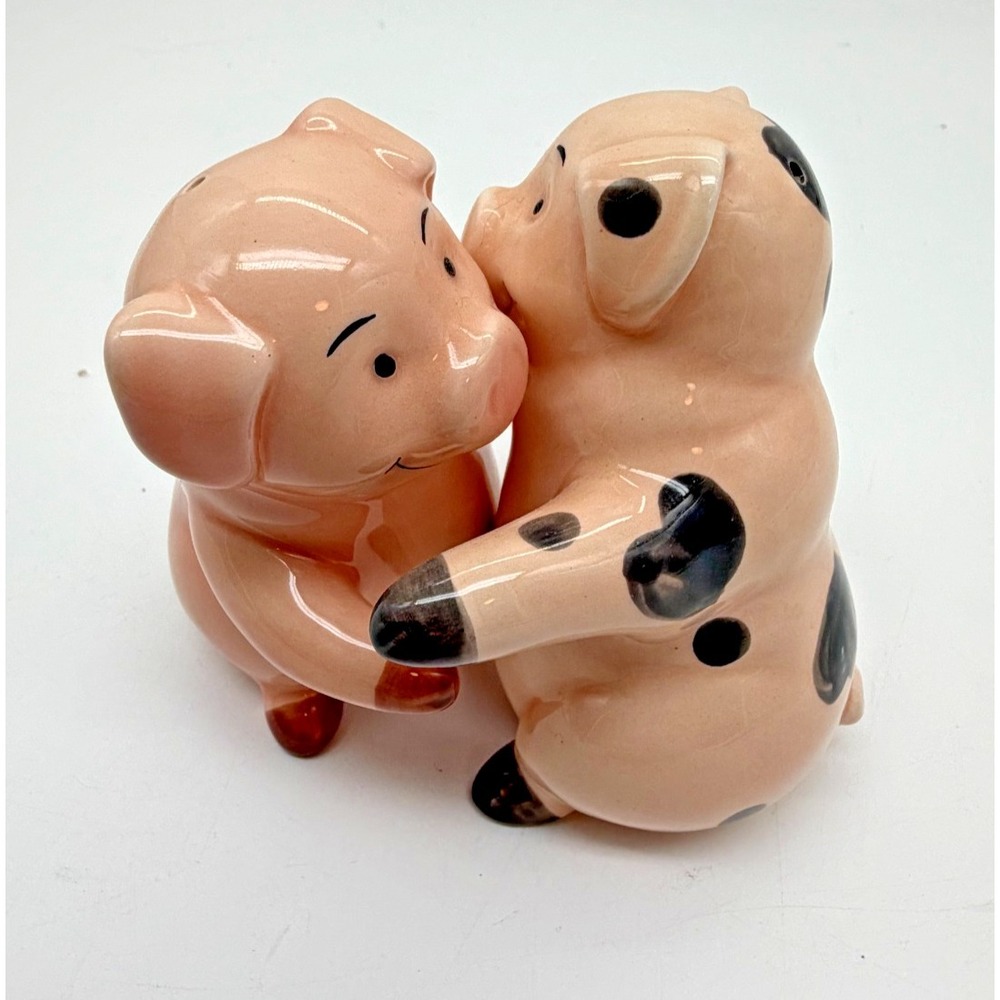 Pacific Giftware Magnetic Hugging Pigs Salt & Pepper Shakers Ceramic Farmhouse